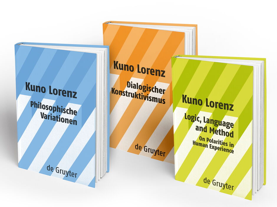 das farbige streifenmuster ist zentrales merkmal der bände von kuno lorenz. diese formenwelt ist die vereinfachte visuelle interpretation der titel und gleichzeitig ein auffälliges zeichen für aktualität und aktivität. 