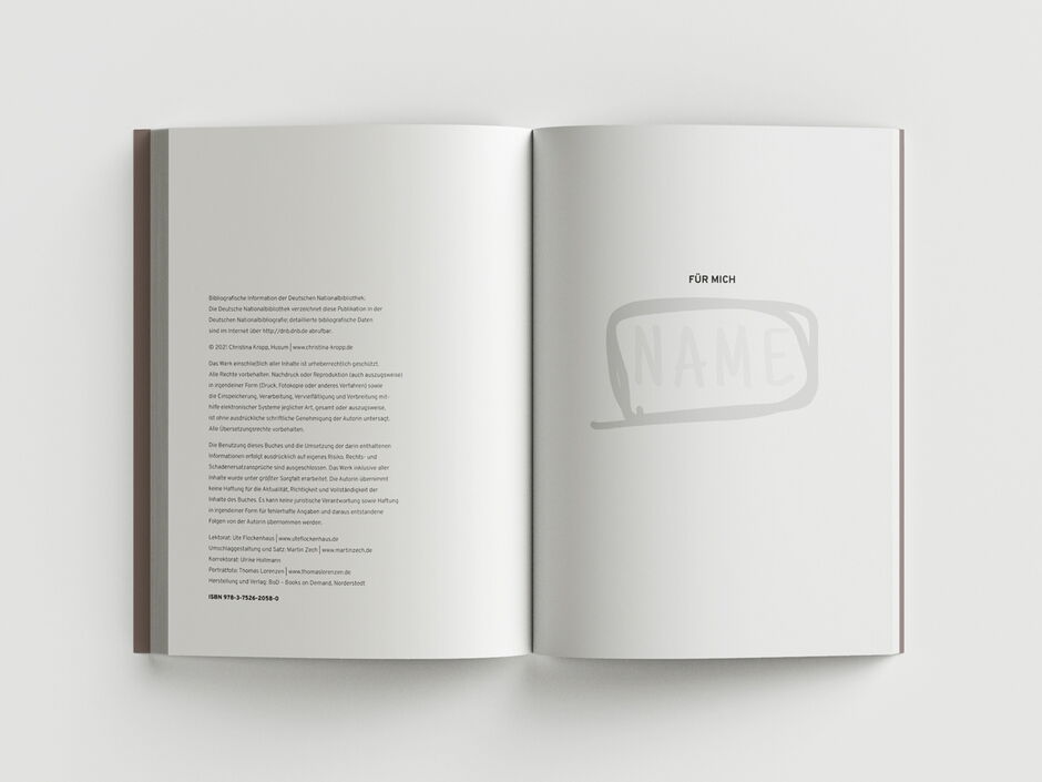 martin zech design, buchgestaltung, kropp, das ziel bin ich, doppelseite 1