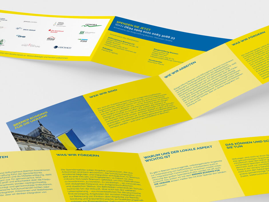 martin zech design, projekt design bremer, buendnis fuer die ukraine, flyer, innenseiten