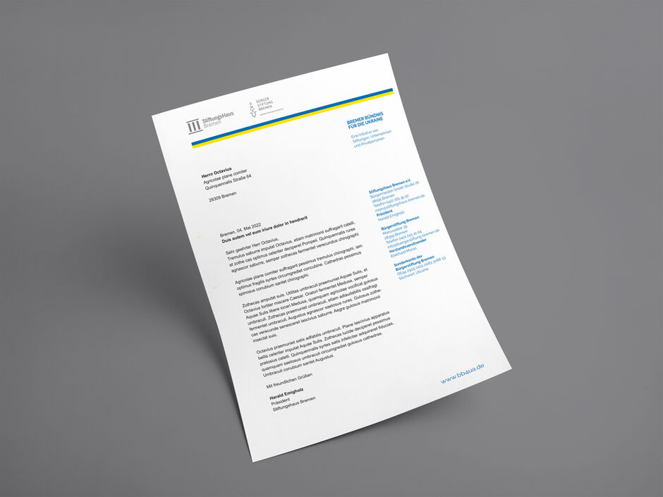 martin zech design, projekt design bremer, buendnis fuer die ukraine, webdesign, briefbogen