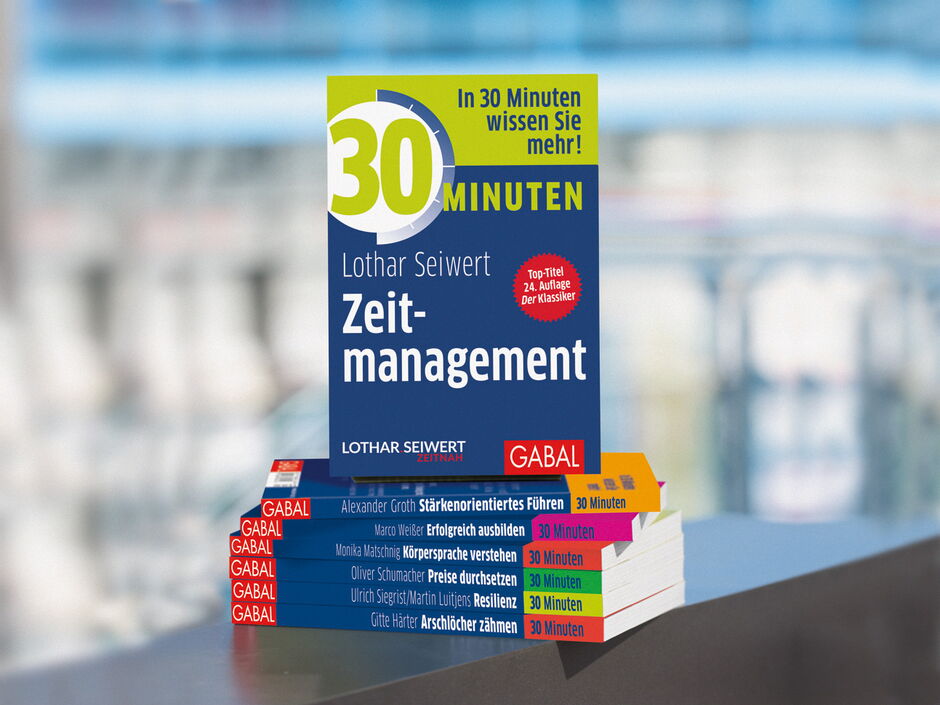 martin zech design, buchcover design, gabal verlag, 30-minuten-reihe, bücherstapel, spitzentitel