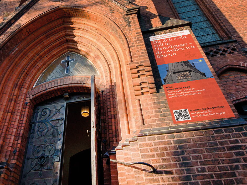 martin zech design, projekt design, fundraising hemelinger kirchenuhr, banner