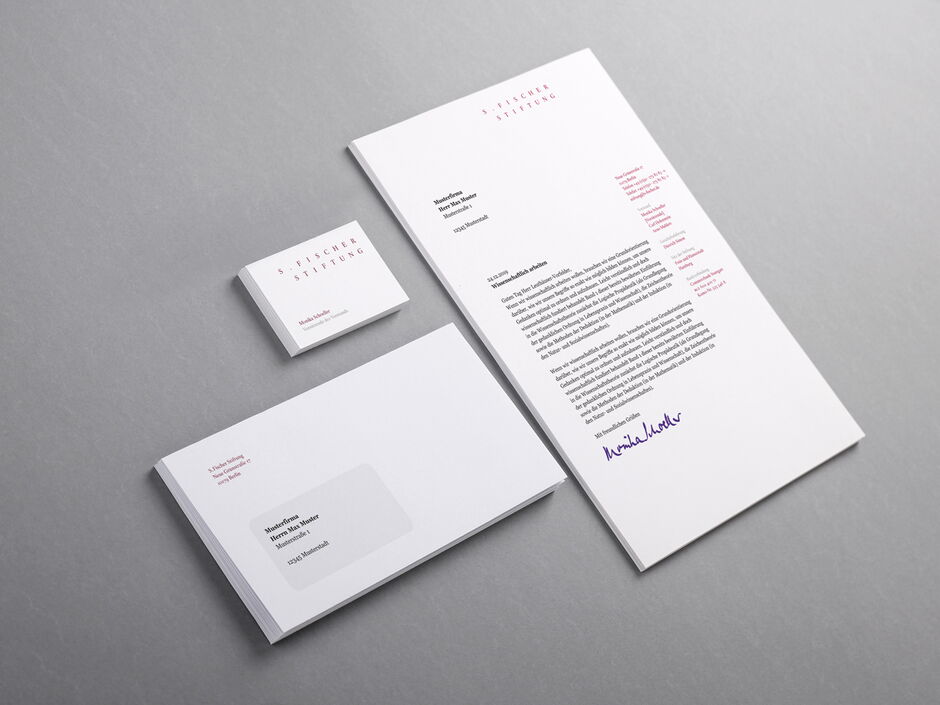 martin zech design, corporate-design, s. fischer stiftung, briefbogen, briefumschlag