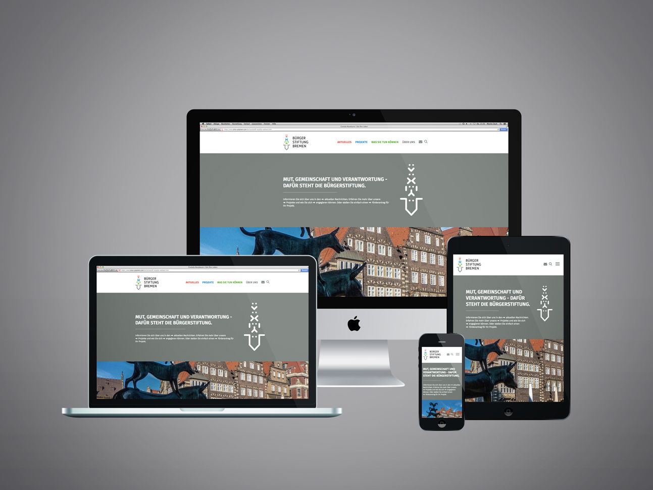 martin zech design, projekt design, buergerstiftung bremen, website, startseite, responsive design
