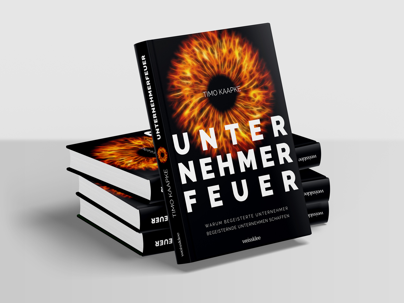 martin zech design, buchgestaltung, timo kaapke, unternehmerfeuer, buecherstapel